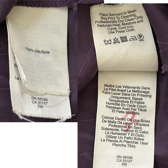 Vintage Y2K pureDKNY Silk Bias Cut Skirt Purple Pleated Panels Size 4 - Picture 7 of 9